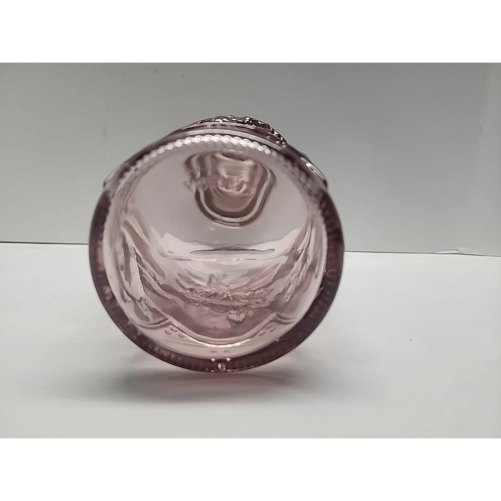 Libbey of Canada Pink Embossed Fruit Decanter Jug Jar Bud Vase Glass